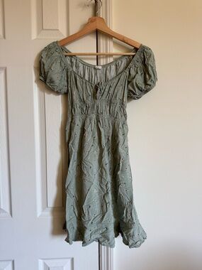 👗COTTON ON GREEN COTTAGECORE FLORAL PUFF SLEEVE DRESS👗